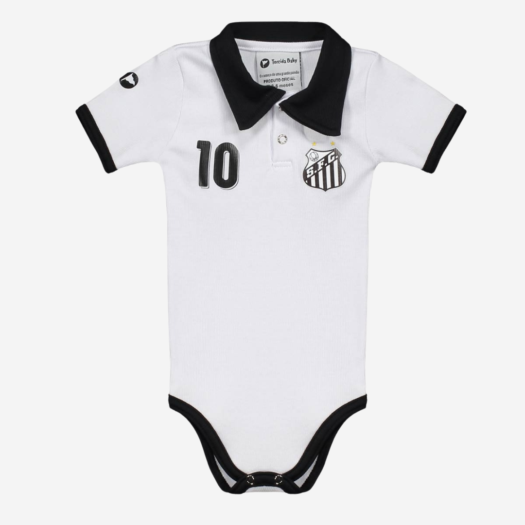 Body infantil Santos Branco e Preto