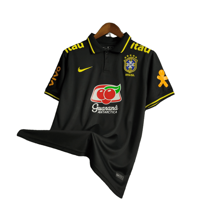 Camisa Seleção Brasileira Polo 23/24 Torcedor Nike Masculina - Preta - Todos os patrocínios - Paixão no Manto