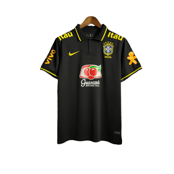 Camisa Seleção Brasileira Polo 23/24 Torcedor Nike Masculina - Preta - Todos os patrocínios - Paixão no Manto