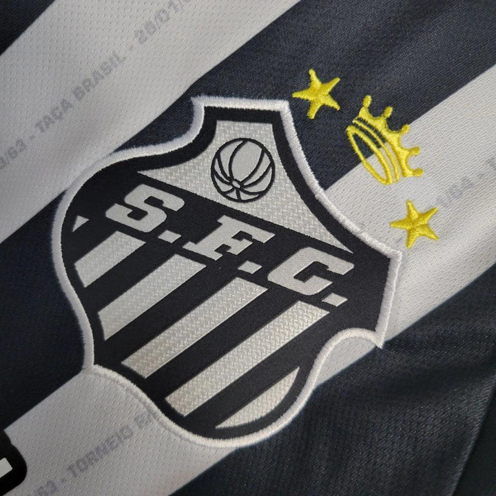 Camisa Santos 2023/24 Away - Torcedor Umbro - Listrada Preto e Branco - Paixão no Manto