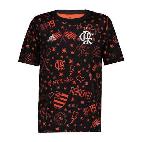 Camisa Flamengo pré-jogo 22/23 Torcedor Adidas Masculina - Preto e Vermelho - Paixão no Manto