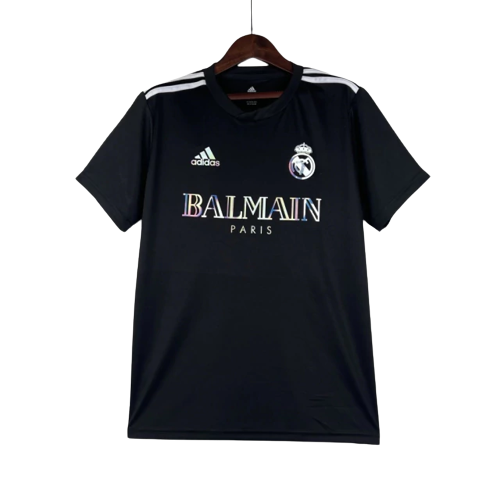 Camisa Holográfica Real Madrid x Balmain 2023/24 - Refletiva Preta - Paixão no Manto