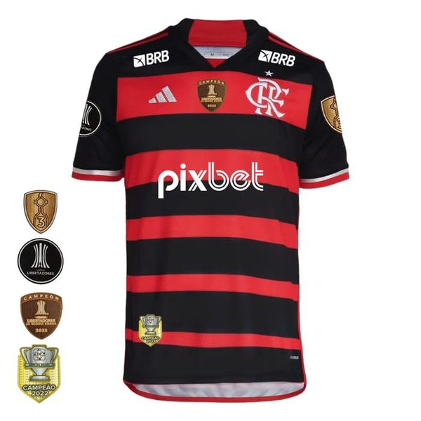 Camisa Flamengo I 24/25 Masculina - Kit Patrocínios + Patch Campeão - Paixão no Manto