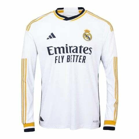 Camisa Real Madrid Manga Longa Home 23/24 - Torcedor Adidas Masculino - Branco - Paixão no Manto