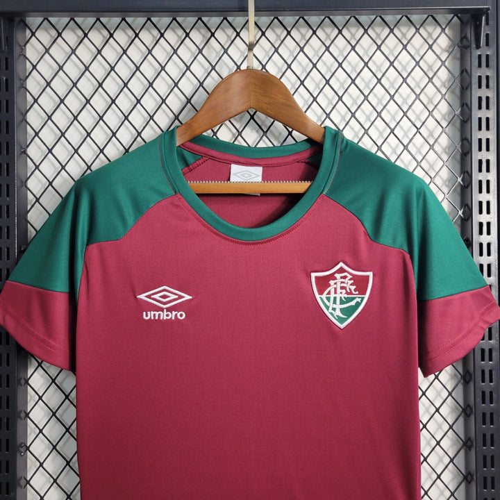 Camisa de Treino Fluminense 23/24- Umbro Feminino - Verde Vermelho - Paixão no Manto