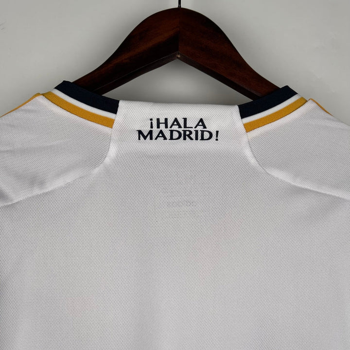 Camisa Real Madrid Manga Longa Home 23/24 - Torcedor Adidas Masculino - Branco - Paixão no Manto