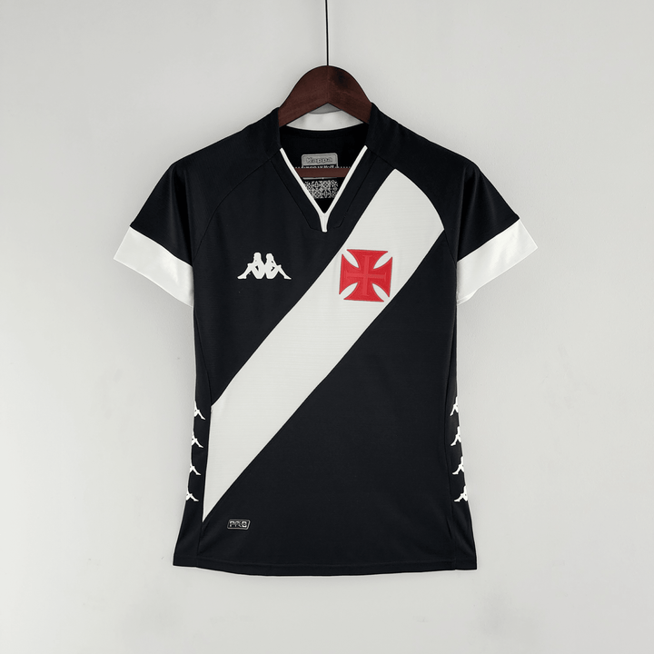 Camisa Kappa Vasco I 2022/2023 Feminina - Preta Faixa Branca - Paixão no Manto