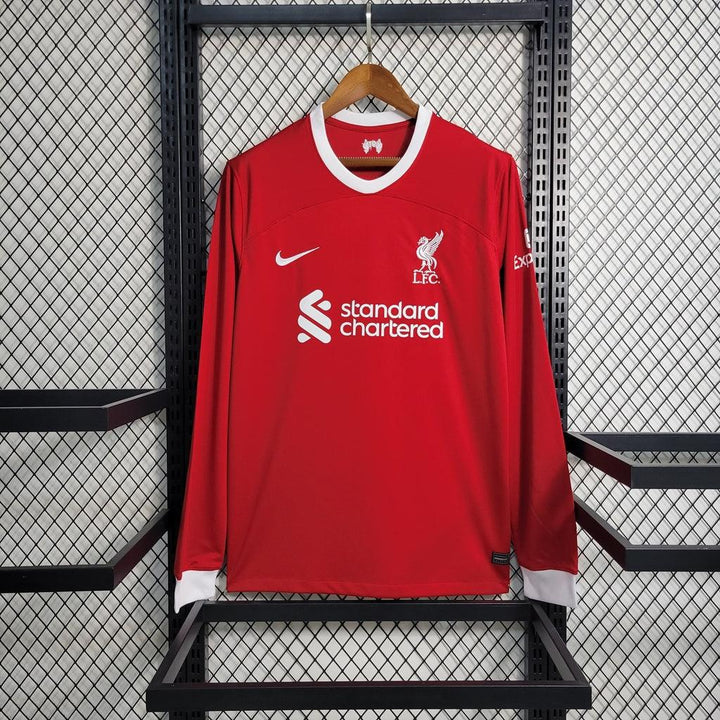 Camisa Liverpool Manga Longa Home 23/24 - Torcedor Nike Masculino - Vermelho - Paixão no Manto