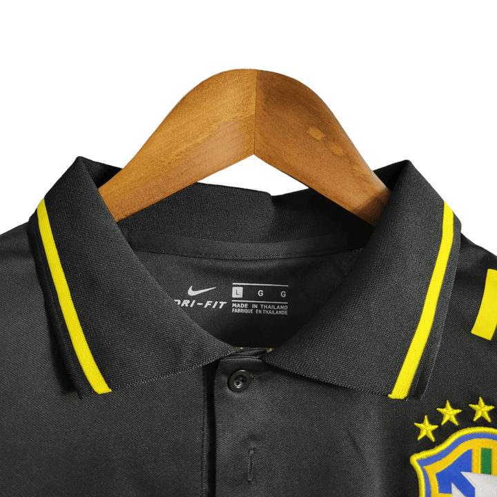 Camisa Seleção Brasileira Polo 23/24 Torcedor Nike Masculina - Preta - Todos os patrocínios - Paixão no Manto