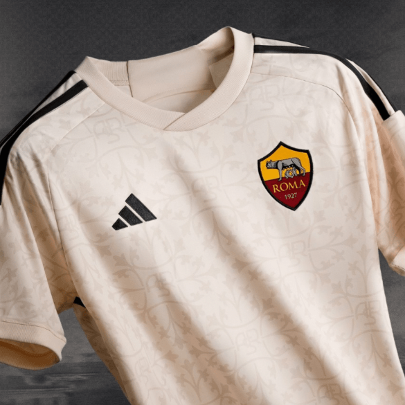 Camisa AS Roma Away 23/24 - Torcedor Adidas Masculino - Creme - Paixão no Manto