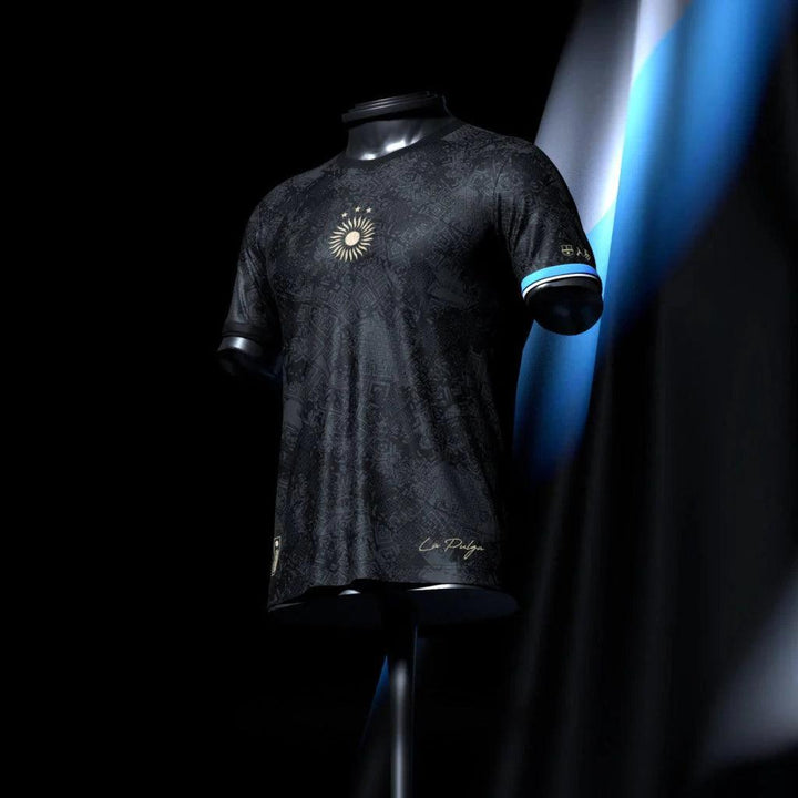 Camisa Lionel Messi "GOAT" Edição Especial - Masculino - Preto e Azul - Paixão no Manto