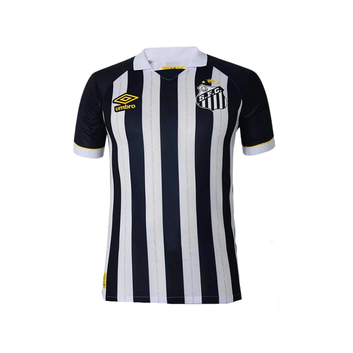 Camisa Santos 2023/24 Away - Torcedor Umbro - Listrada Preto e Branco - Paixão no Manto